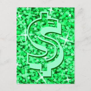 Cartão postal '$' verde da Glitz