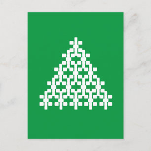 Cartão Postal Verde de Natal branco agora Stars Tree