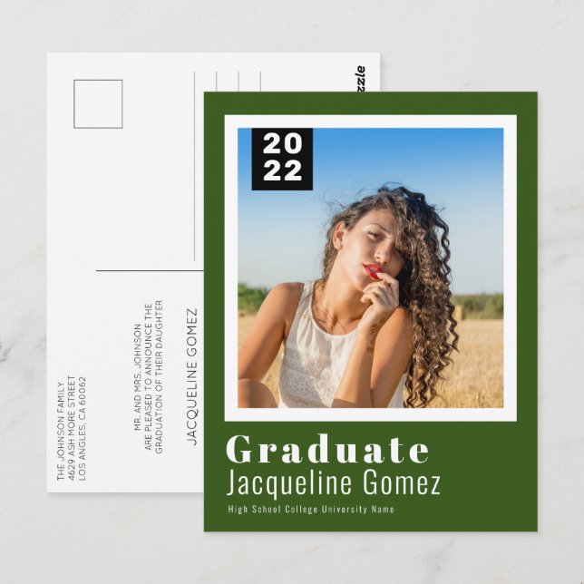 Cartão Postal Verde do lançamento da Formatação de Fotos Simples (Frente/Verso)