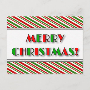 Cartão Postal Verde e vermelho "NATAL MERRÍVEL!" + Cartão-post