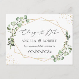 Cartão Postal Verde Eucalyptus Geométrico Alterar a Data