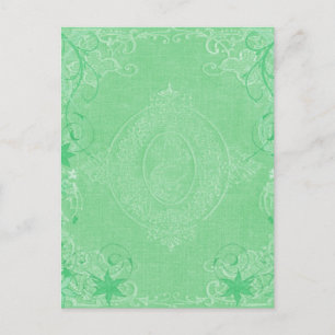 Cartão Postal Verde menta pálido vintage, estilo de capa de livr