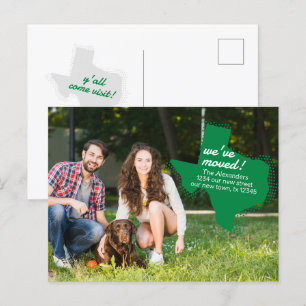 Cartão Postal Verde Nós nos Mudamos - Dotted Texas Moving