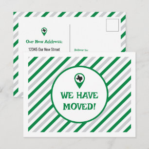 Cartão Postal Verde Nós nos Mudamos Listrado Mudando