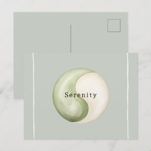 Cartão Postal Verde Oliva Yin Yang Meditação Personalizada