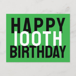 Cartão Postal Verde Preto Branco Moderno Feliz Aniversário de 10