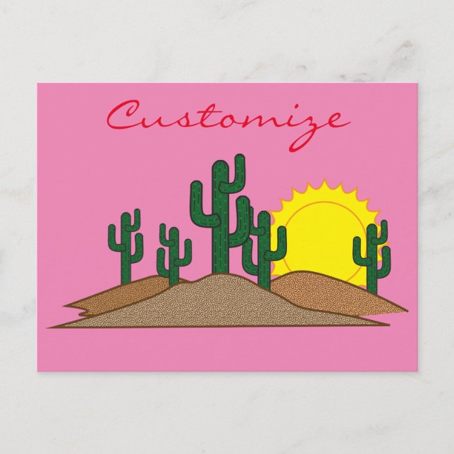 Cartão Postal Verde Saguaro Cactus Desert Sunrise Thunder_Cove (Frente)