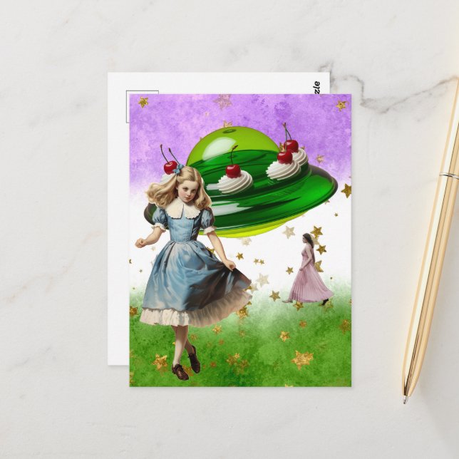 Cartão Postal Verdes Ovni Surreal Sweet Treat (Frente/Verso In Situ)