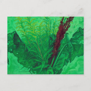 Cartão Postal Verduras, ervas de Verão e flores silvestres, art