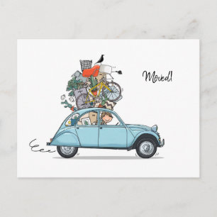Cartão Postal Verhuiskaart Citroen Eend blauw