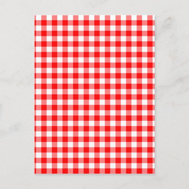 Cartão Postal Verificações de Gingham Vermelho e Branco (Frente)