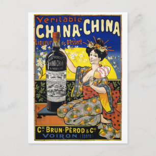 Cartão Postal Veritable China Liqueur França Cartaz Antigo