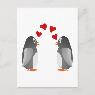 Cartão Postal verliebte Pinguine pinguine ama