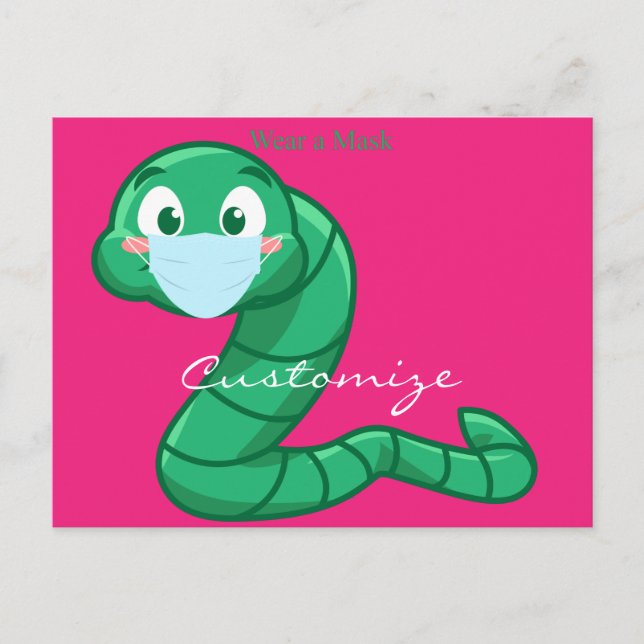 Cartão Postal Verme Kawaii Verde Thunder_Cove (Frente)