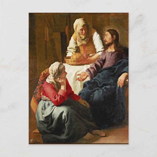 Cartão Postal Vermeer - Cristo na Casa de Martha e Mary (Frente)