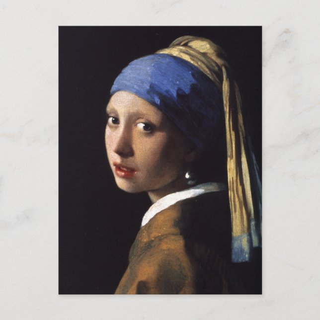 Cartão Postal Vermeer Girl Pearl Enarrando pintura de arte (Frente)