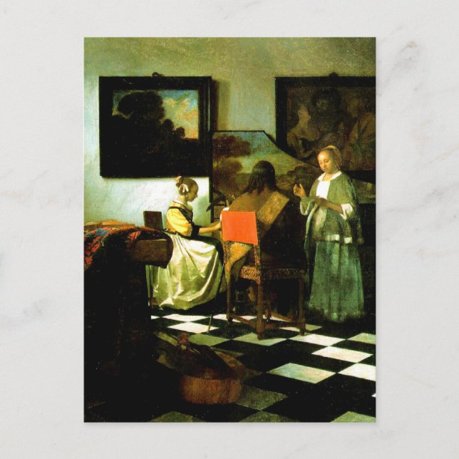 Cartão Postal Vermeer: O trabalho de arte do concerto (Frente)