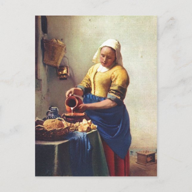 Cartão Postal Vermeer van Delft, Jan Milchausgie?ende Magd O M (Frente)
