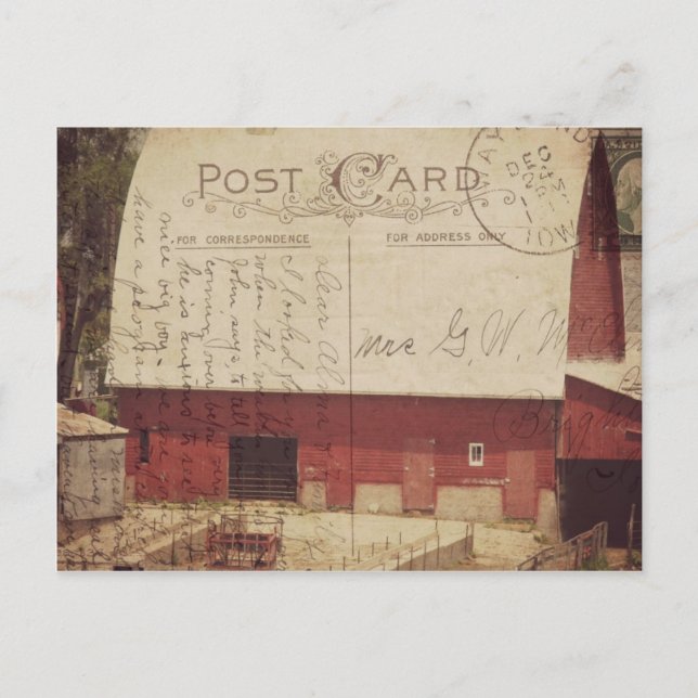 Cartão postal vermelho Barn (Frente)