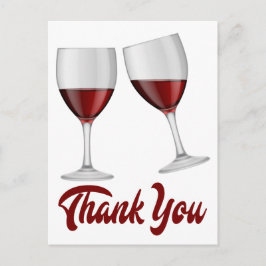 Cartão Postal Vermelho Borgonha Obrigado Vinho / Vidros de Champ