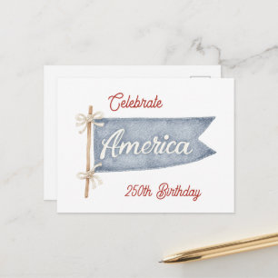 Cartão Postal Vermelho Branco Azul Celebre a América