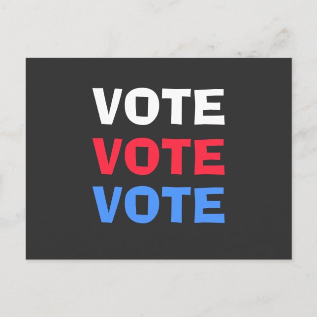 Cartão Postal Vermelho Branco Azul Voto Político Campanha Eleito (Frente)