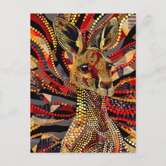 Cartão Postal Vermelho canguru no estilo de arte ponto aborígene