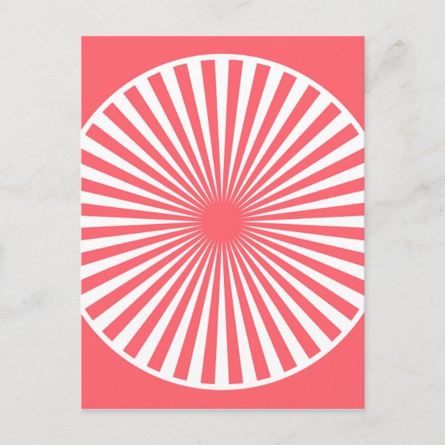 Cartão Postal Vermelho Coral com Padrão de Círculo Branco (Frente)