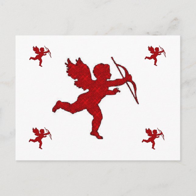 Cartão Postal Vermelho Cupido da Placa de posto (Frente)