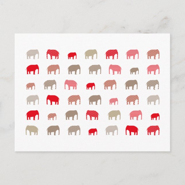 Cartão Postal vermelho elefante (Frente)