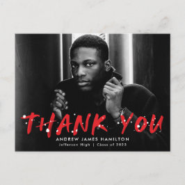 Cartão Postal Vermelho | Foto do moderno Paint Splatter Obrigado