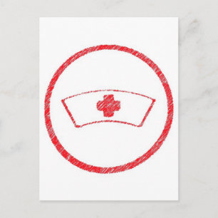 Cartão Postal vermelho médico hospital cruz enfermeira