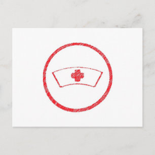 Cartão Postal vermelho médico hospital ER enfermeira cruz