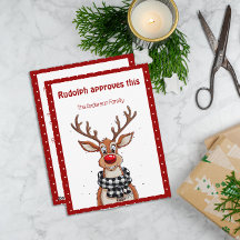 Cartão postal vermelho retrô de Natal com renas fo