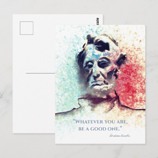 Cartão Postal Vermelhos Azul Abraham Lincoln Watercolor Retrato (Frente/Verso)