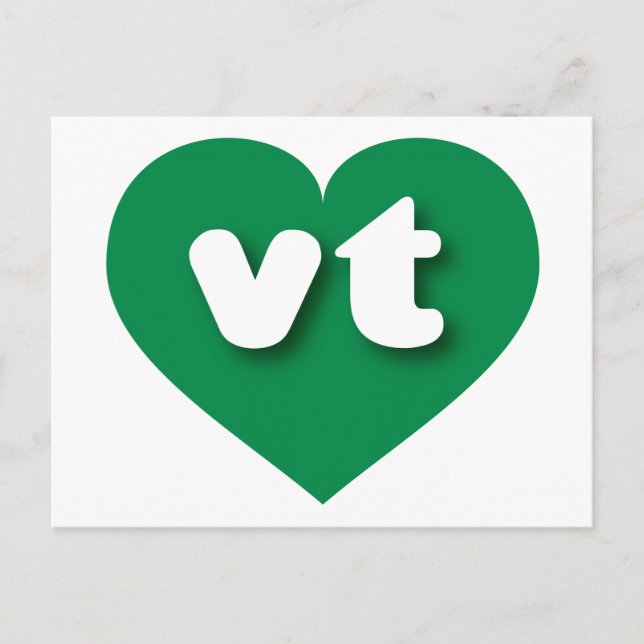 Cartão Postal Vermont Green Heart - Eu adoro vt (Frente)