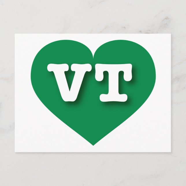 Cartão Postal Vermont Green Heart - Eu amo a TV (Frente)