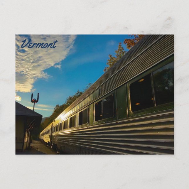 Cartão Postal Vermont Green Mountain Flyer at Sunset (Frente)