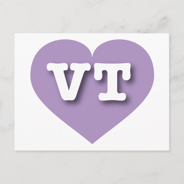 Cartão Postal Vermont Lavanda Heart - Eu amo a TV (Frente)