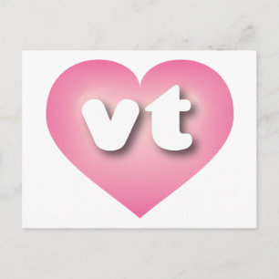 Cartão Postal Vermont pink fade Heart - Eu adoro vt