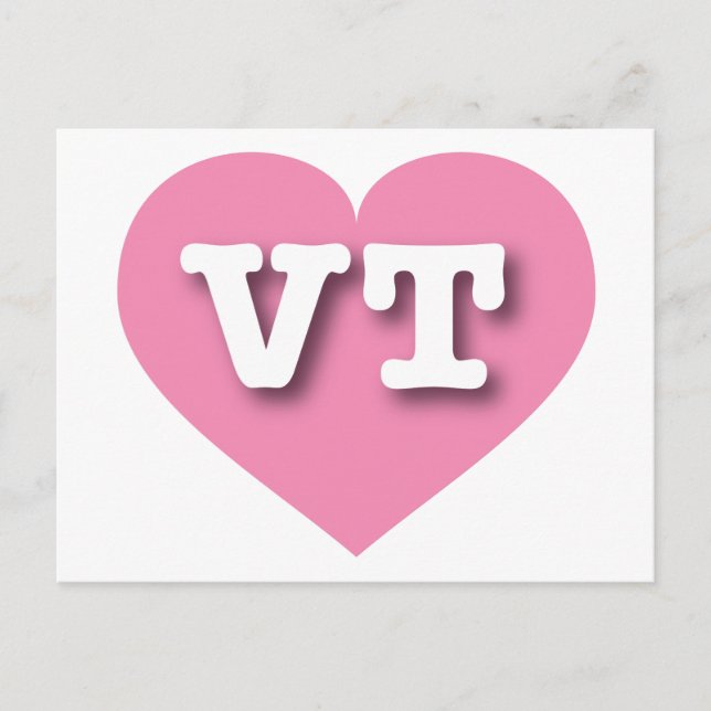 Cartão Postal Vermont Pink Heart - Eu amo a TV (Frente)