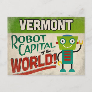 Cartão Postal Vermont Robot - Funny Vintage