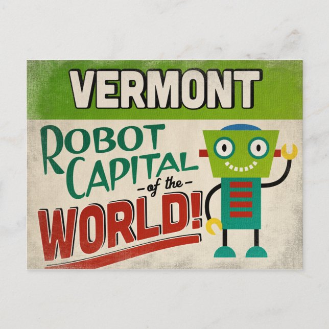 Cartão Postal Vermont Robot - Funny Vintage (Frente)