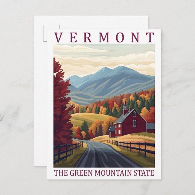 Cartão Postal Vermont the Green Mounains State USA Viagem Place (Frente/Verso)