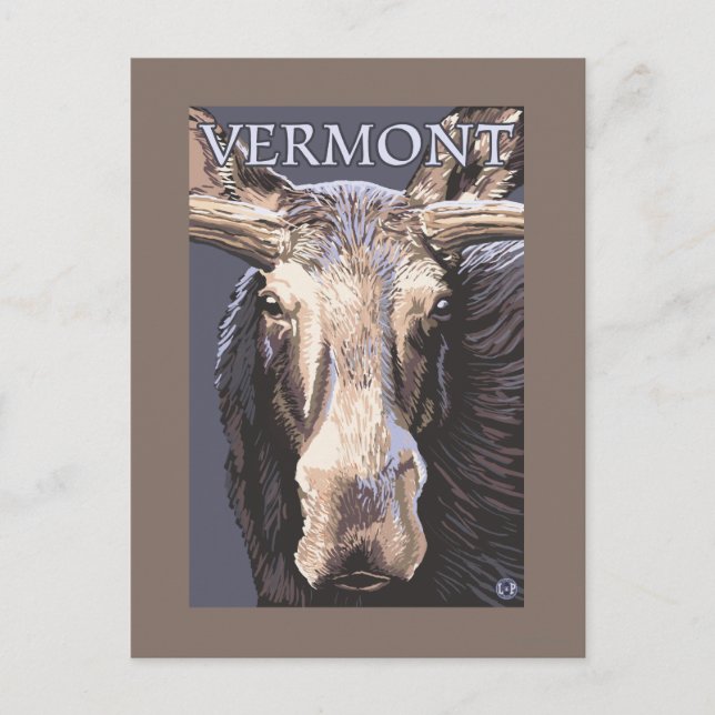 Cartão Postal VermontMoose para Cima (Frente)