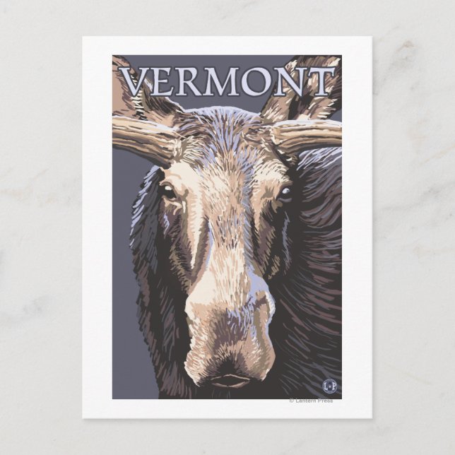 Cartão Postal VermontMoose para Cima (Frente)