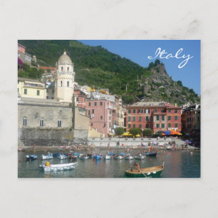 Cartão Postal vernazza itália — embarcações