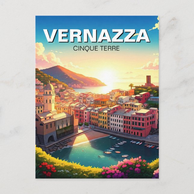 Cartão Postal Vernazza, pôr do sol de Cinqua Terra Magnet (Frente)
