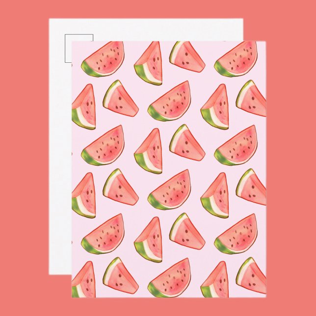Cartão Postal Verões: Watercolor Watermelon Slices (Criador carregado)