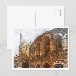 Cartão Postal Verona Itália Belo Lápis de Cores